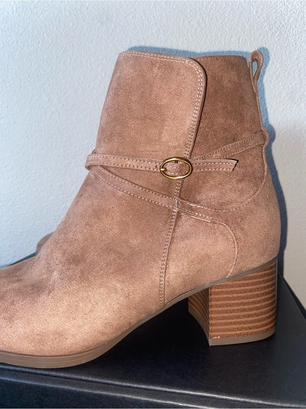 Anne Klein Suede Ankle Boots - Stylish Block Heel